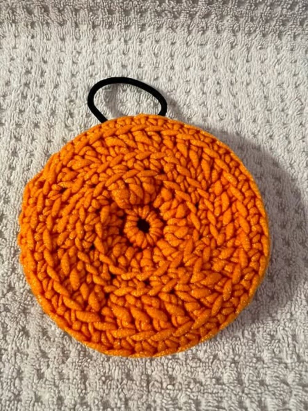 Body Exfoliator - Orange - Washable - Made w/Scrubology Yarn (Designed for dishe